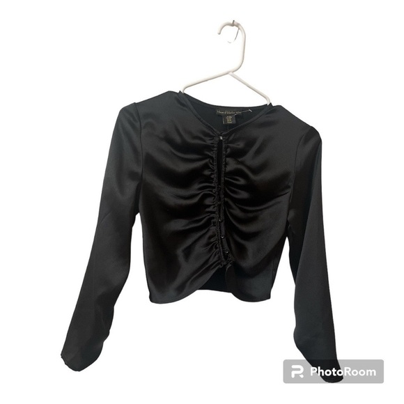 Revolve House of Harlow 1960 black satin keyhole blouse - Picture 1 of 4